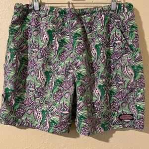 Vineyard Vines Green and Purple Seashell Print Shorts